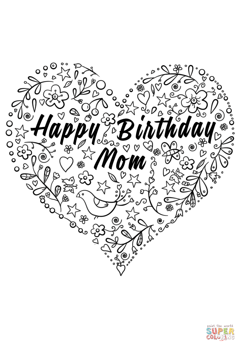 happy birthday mom coloring page happy birthday mom coloring page