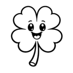 happy four leaf clover coloring page for ages 2 4