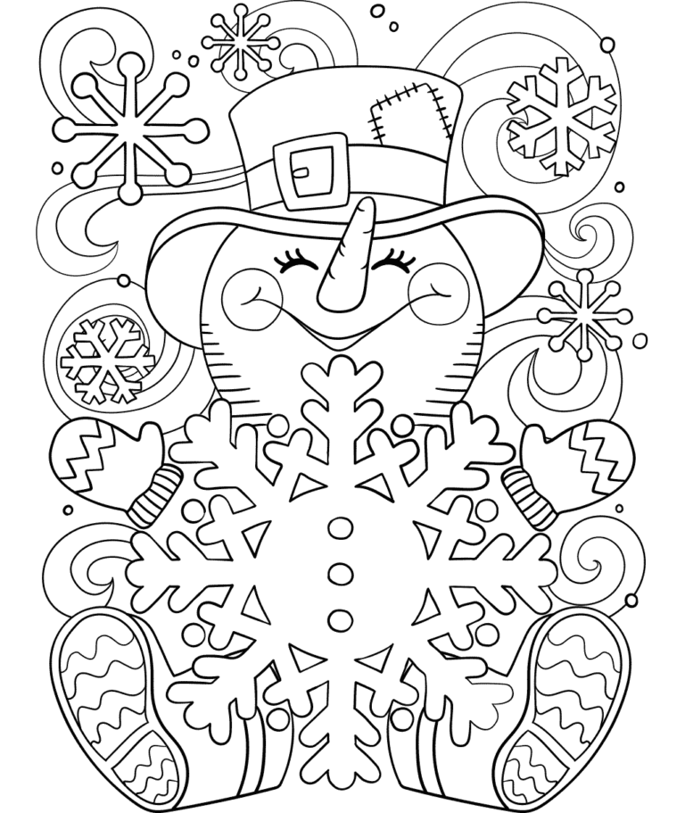 Happy Little Snowman Free Printable Coloring Page