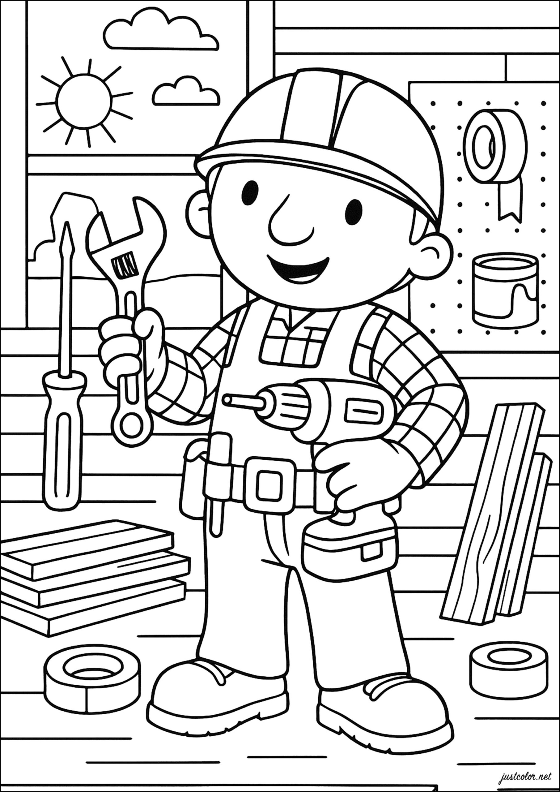 Happy Workers And Fun Tools Bob The Builder Coloring Pages Happy Workers And Fun Tools Bob The Builder Coloring Pages