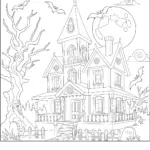 Haunted House Coloring Page Free Printable For Kids