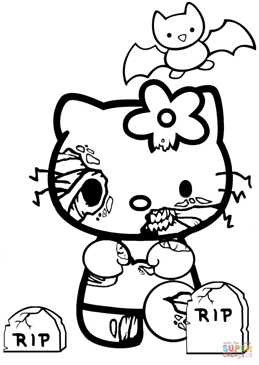 Hello Kitty Halloween Zombie Coloring Page Free Printable Hello Kitty Halloween Zombie Coloring Page Free Printable
