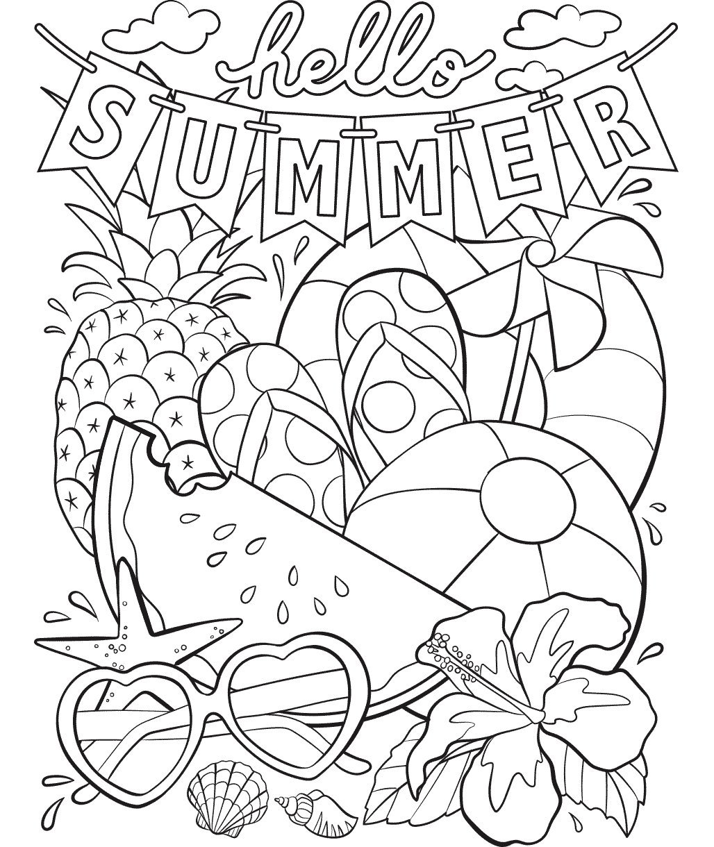 Hello Summer Coloring Page Hello Summer Coloring Page