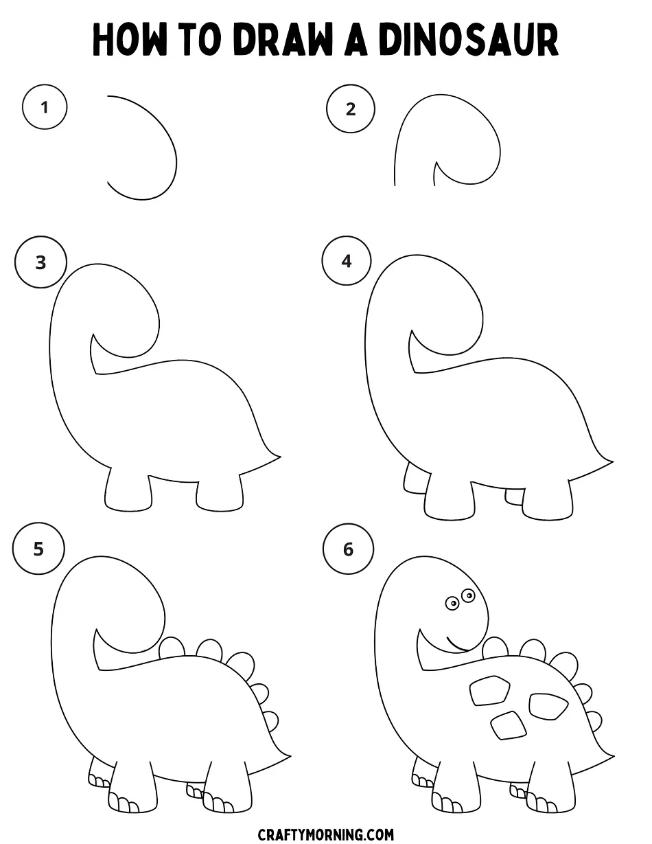How To Draw A Dinosaur Easy Step By Step Printable Crafty Morning How To Draw A Dinosaur Easy Step By Step Printable Crafty Morning