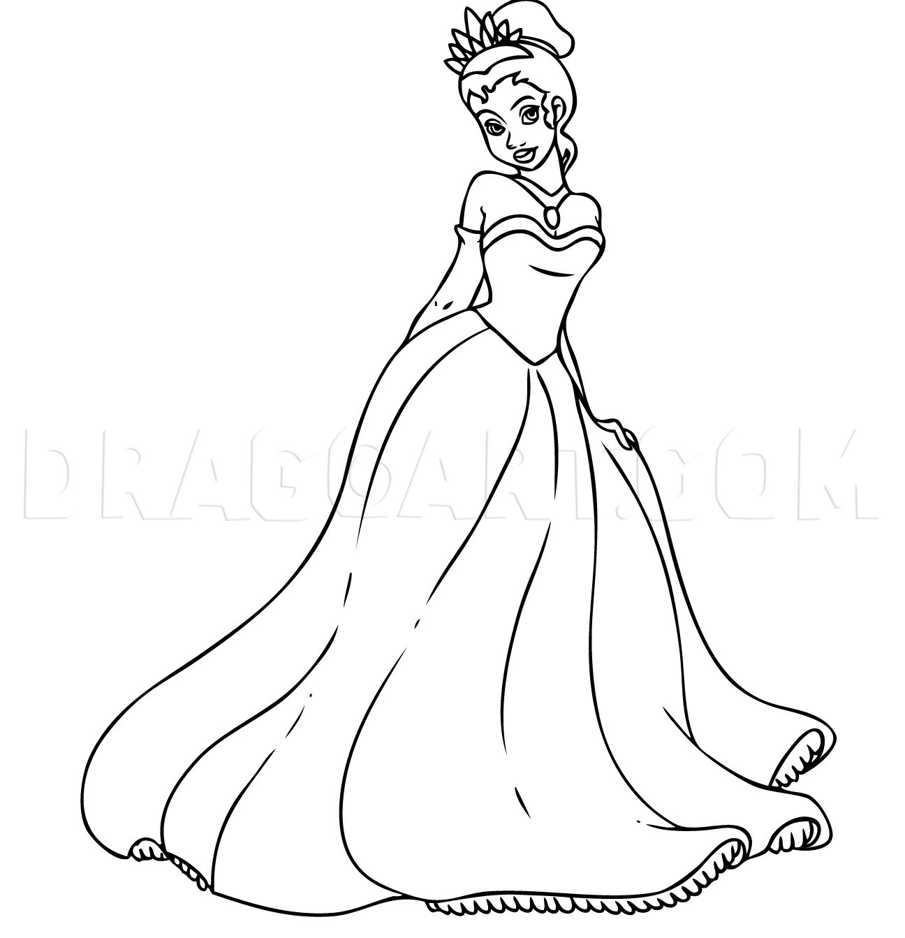 How To Draw Princess Tiana Drawing Step By Step By Dawn DragoArt How To Draw Princess Tiana Drawing Step By Step By Dawn DragoArt