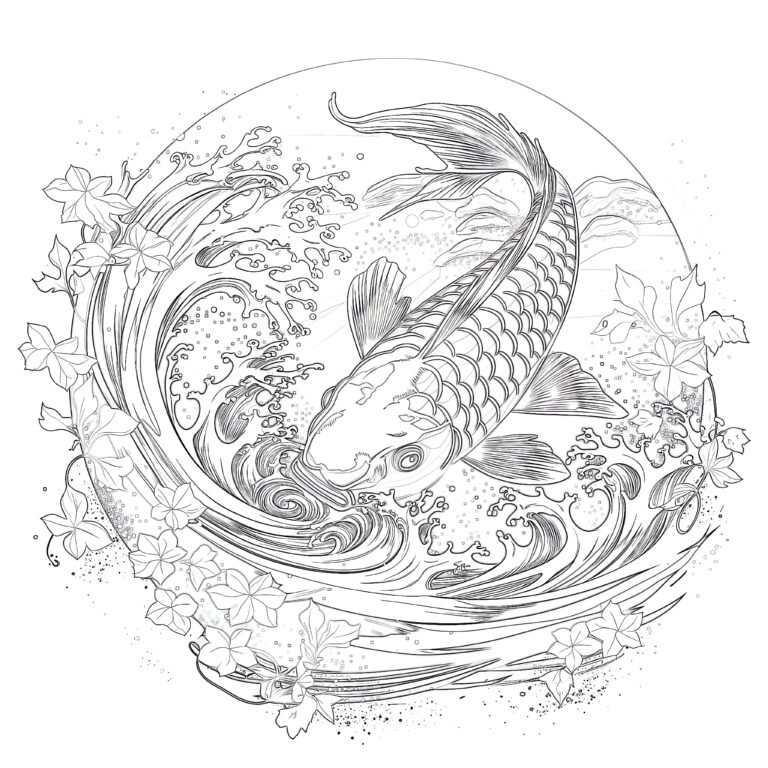 Koi Coloring Pages For Adults Coloring Pages Mimi Panda