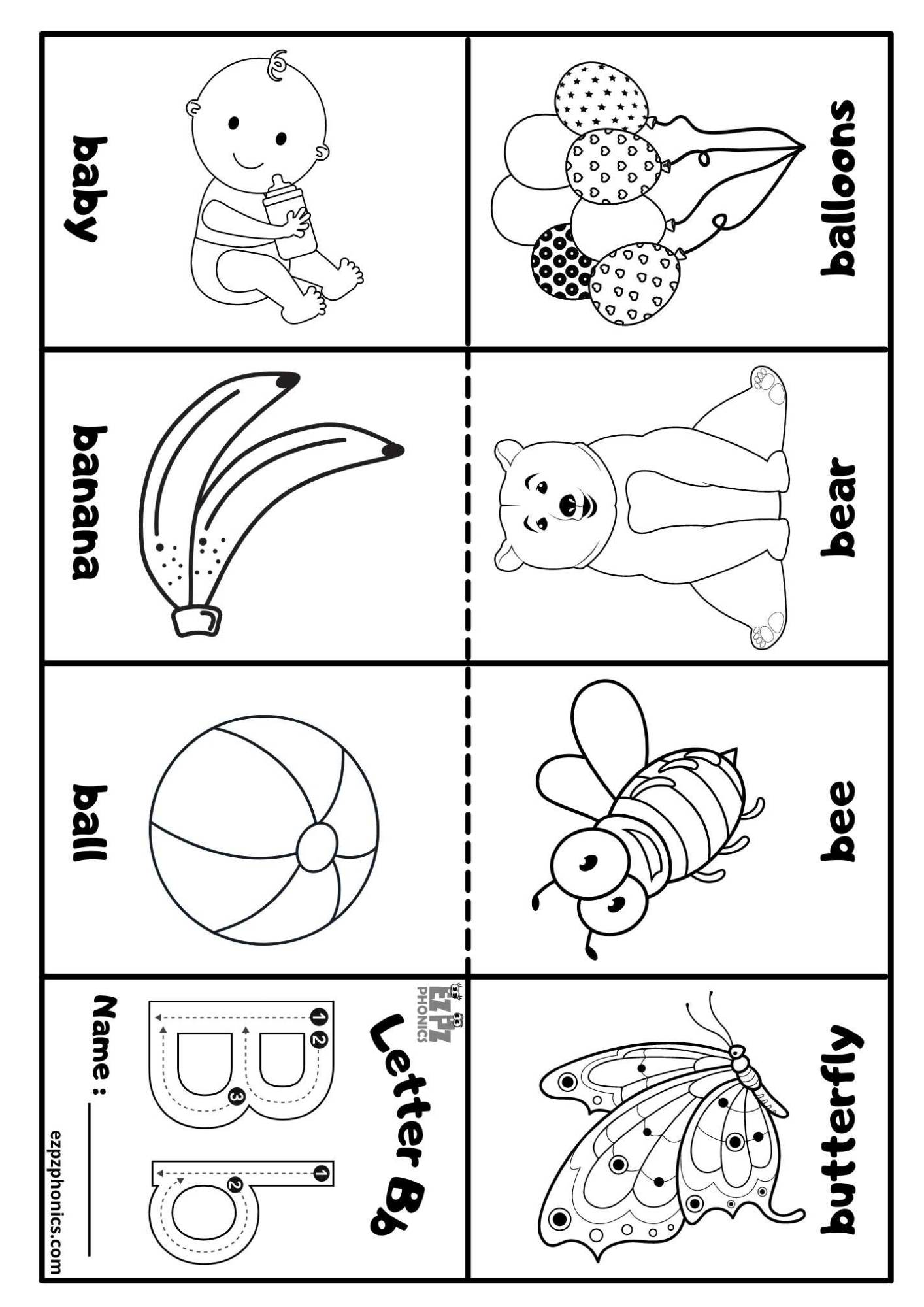 Letter B Mini Coloring Book Free Printable PDF Ezpzphonics Letter B Mini Coloring Book Free Printable PDF Ezpzphonics