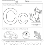 Letter C Coloring Worksheet Free Printable PDF