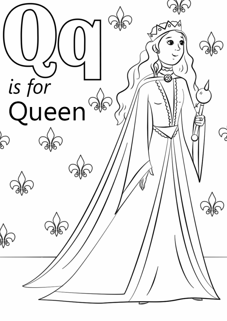 Letter Q Is For Queen Coloring Page Free Printable