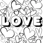 Love Coloring Page Digital Download Printable Heart Adult Fun Relaxing Art Etsy
