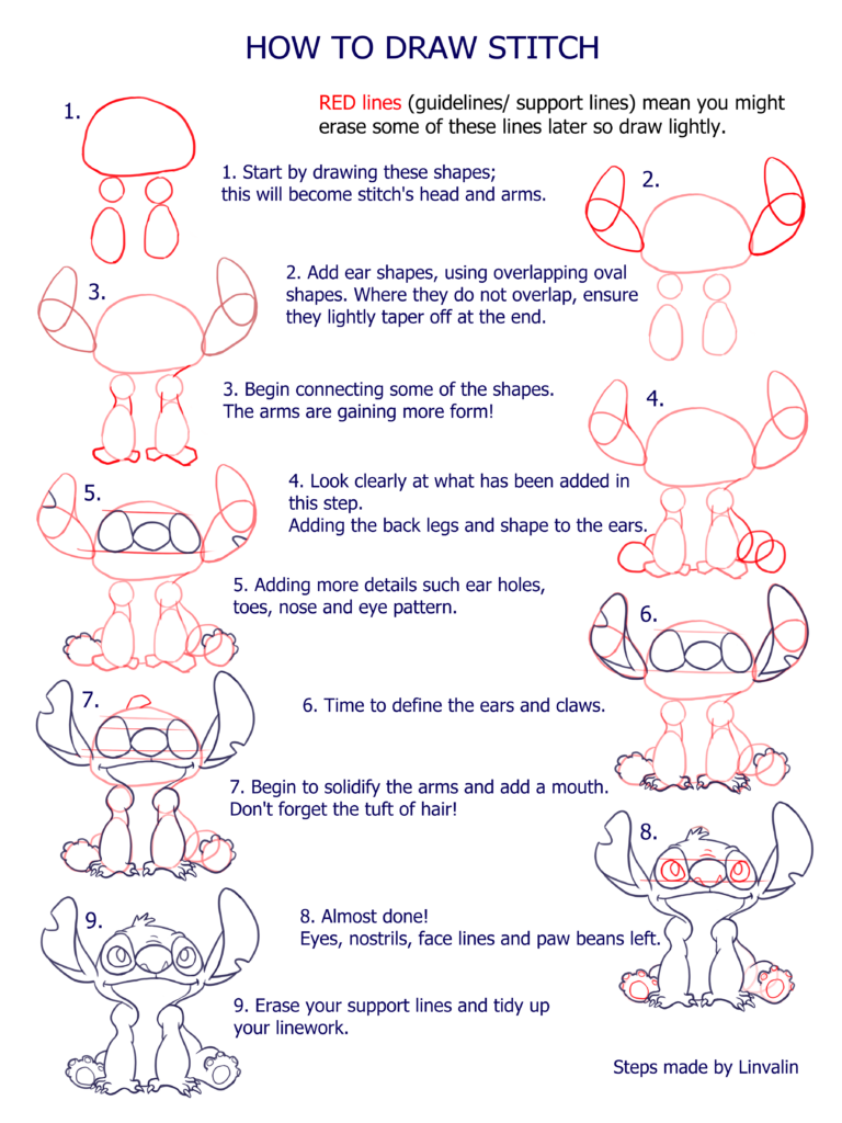 Made An Easy To Follow Stitch Tutorial Printer Friendly R disney