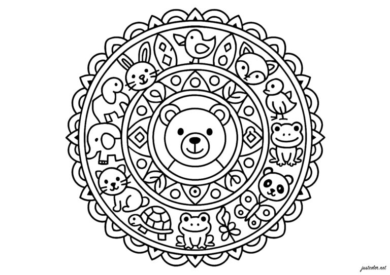 Mandala With Animals Mandala Coloring Pages For Kids