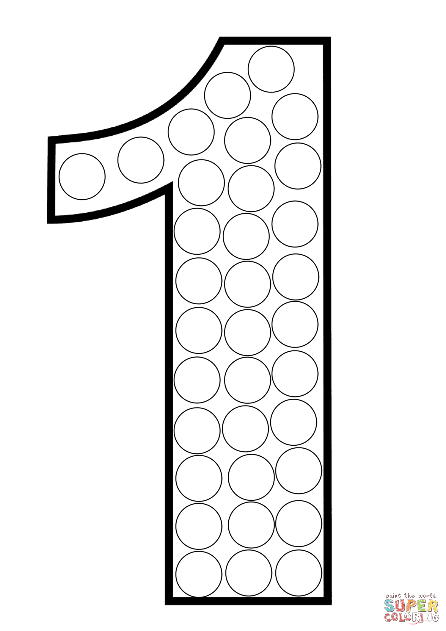 Number 1 Dot Art Coloring Page Free Printable Number 1 Dot Art Coloring Page Free Printable
