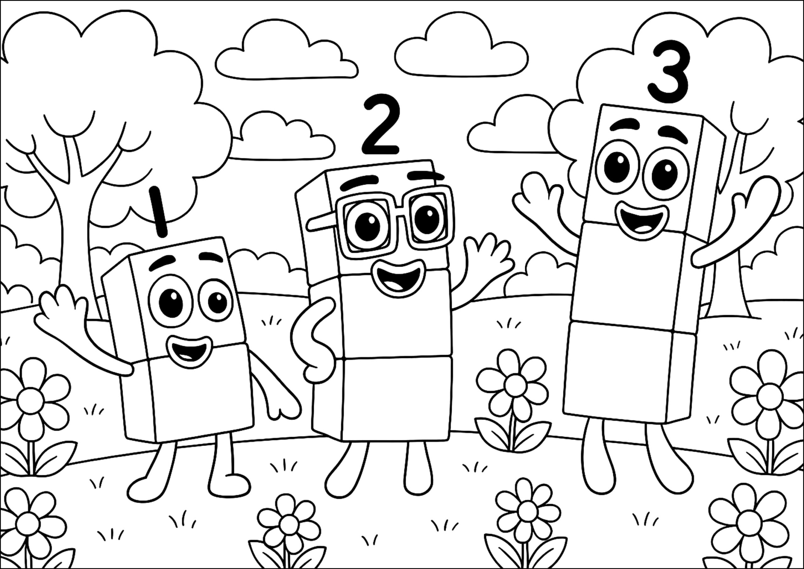 Numberblocks At Play In The Park Numberblocks Coloring Pages Numberblocks At Play In The Park Numberblocks Coloring Pages