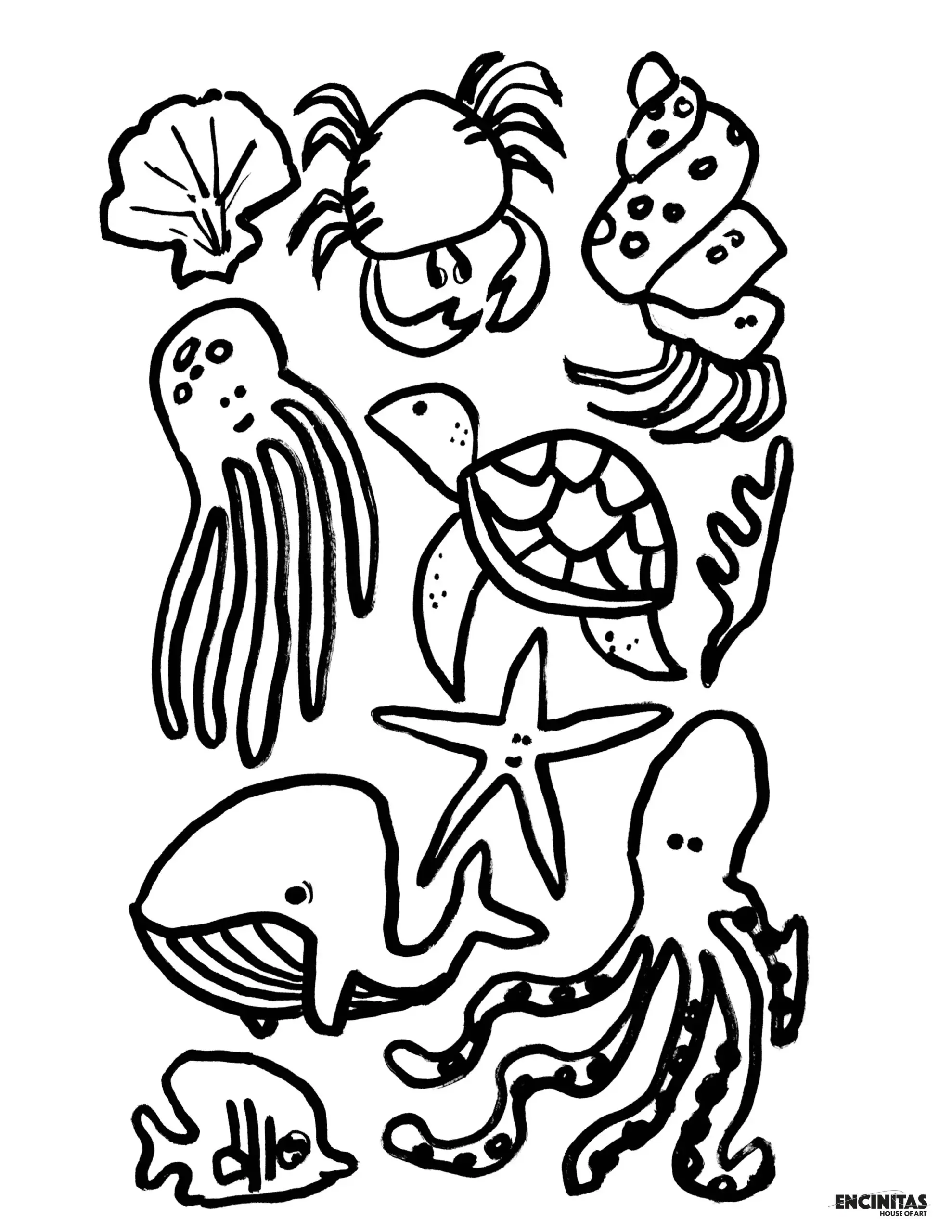 Ocean Animals Coloring Page Encinitas House Of Art Ocean Animals Coloring Page Encinitas House Of Art