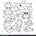 Ocean Animals Coloring Pages Kids Stock Vector Royalty Free 2260693421 Shutterstock