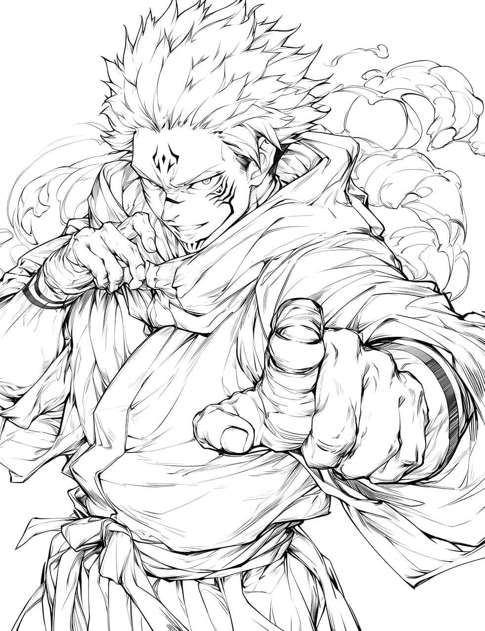Powerful Sukuna Coloring Page Jujutsu Kaisen Printable Art Infinite Visibility Powerful Sukuna Coloring Page Jujutsu Kaisen Printable Art Infinite Visibility