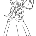 Princess Peach With A Parasol Super Mario Bros Coloring Pages
