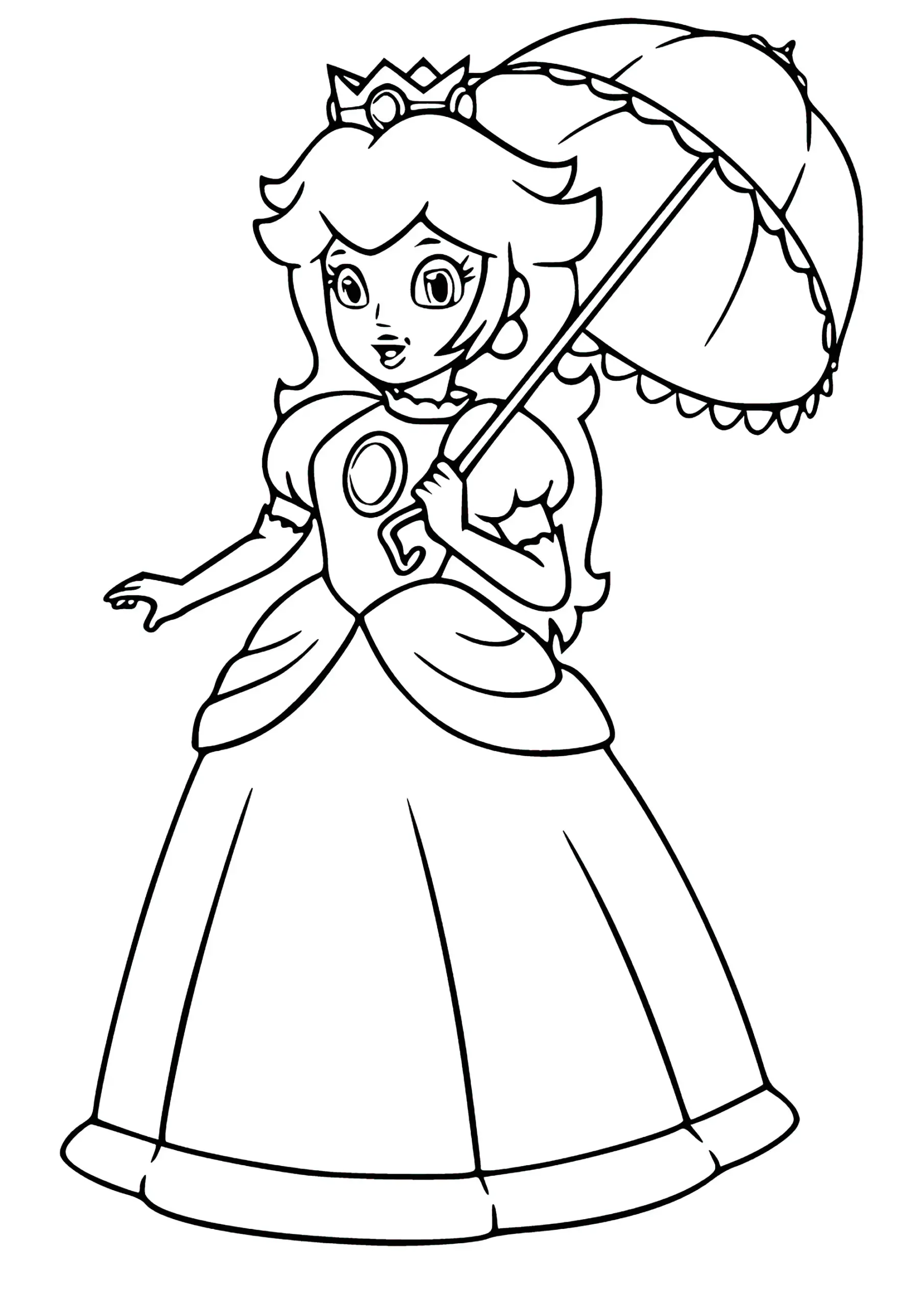 Princess Peach With A Parasol Super Mario Bros Coloring Pages Princess Peach With A Parasol Super Mario Bros Coloring Pages