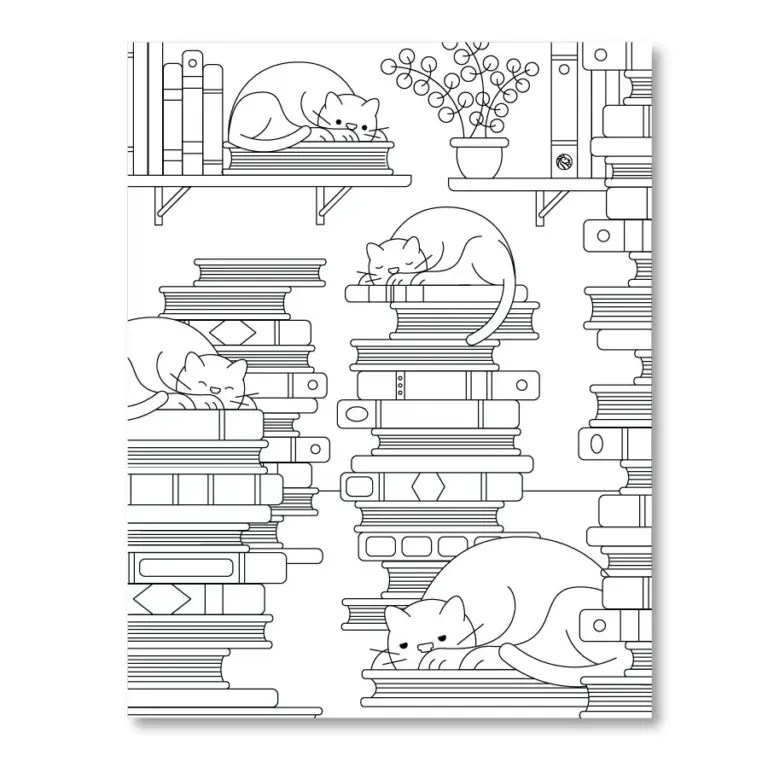 Printable Coloring Page Cats In The Stacks The New York Public Library Shop
