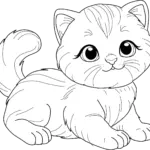 Printable Cute Cat Coloring Page