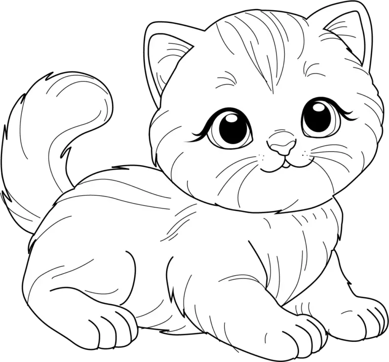 Printable Cute Cat Coloring Page