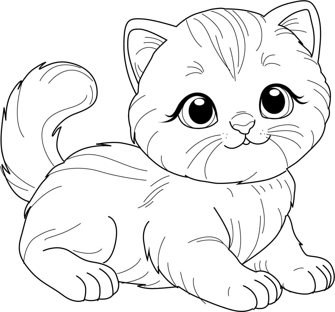 Printable Cute Cat Coloring Page Printable Cute Cat Coloring Page