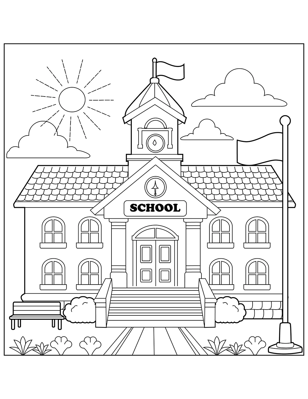 Printable School Coloring Page Printable School Coloring Page