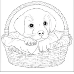 Puppy In A Basket Adorable Dog Coloring Page For Kids