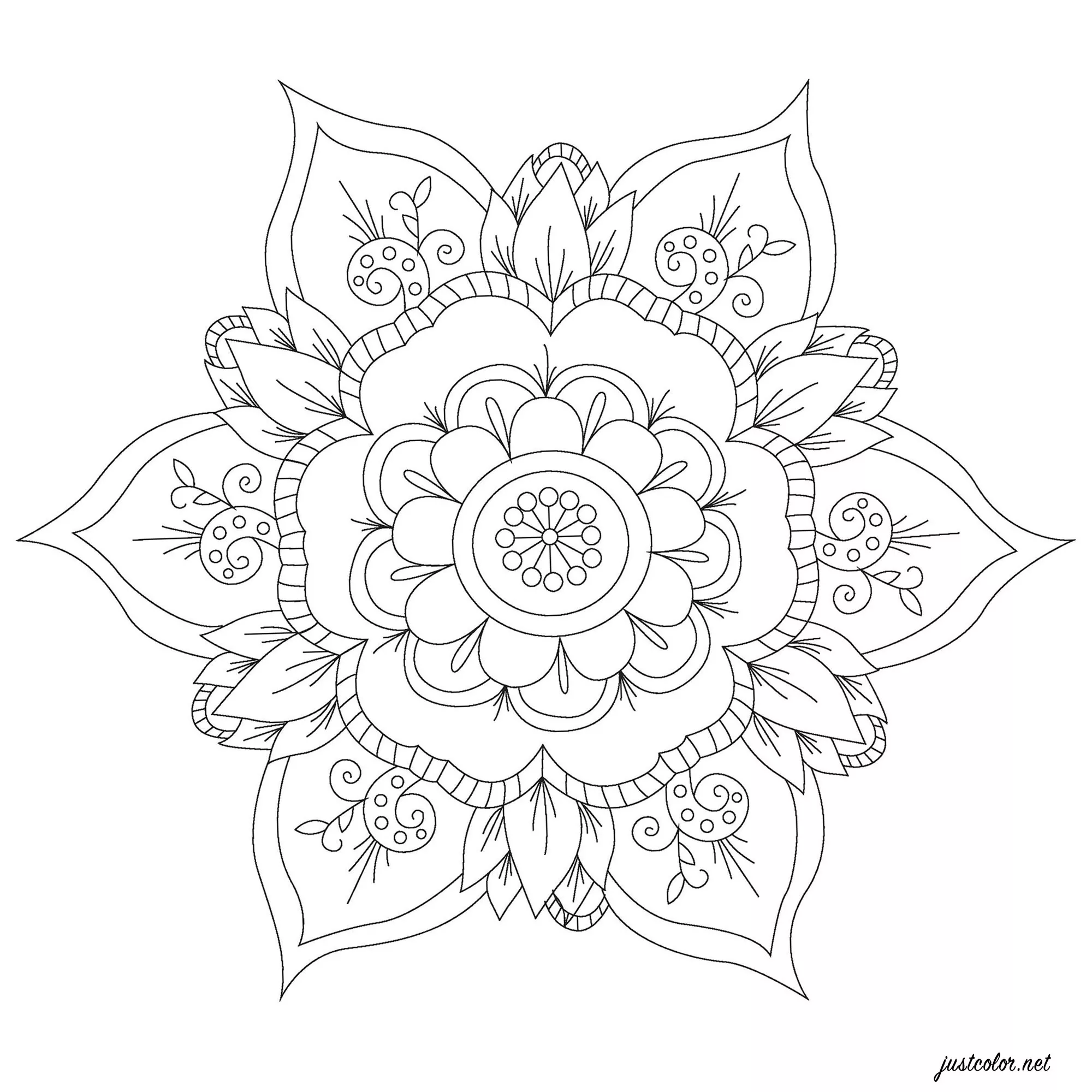 Simple Mandala With Flowers Petals Mandalas Coloring Pages For Adults Simple Mandala With Flowers Petals Mandalas Coloring Pages For Adults