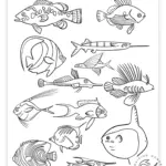 Single Coloring Page Tropical Fish Sarah Jane Studios