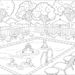 Swimming Pool Coloring Page For Children
