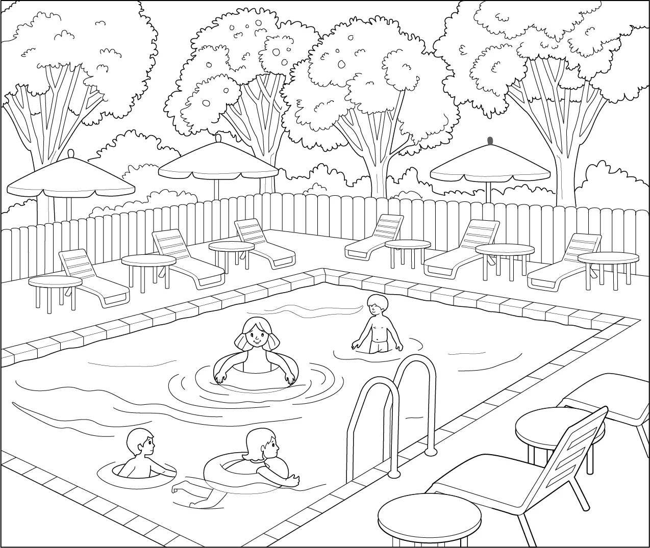 Swimming Pool Coloring Page For Children Swimming Pool Coloring Page For Children