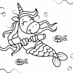 Unicorn Mermaid Coloring Page Free Printable