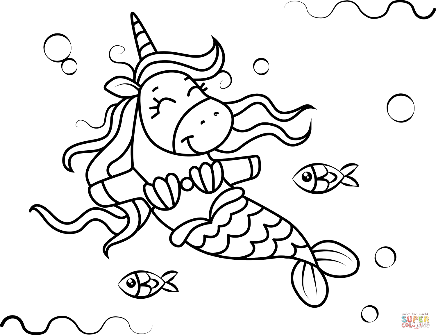 Unicorn Mermaid Coloring Page Free Printable Unicorn Mermaid Coloring Page Free Printable