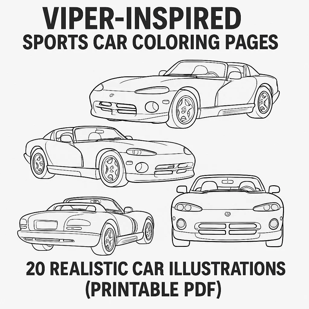 Viper inspired Sports Car Coloring Pages 20 Realistic Car Illustrations printable PDF Etsy Viper inspired Sports Car Coloring Pages 20 Realistic Car Illustrations printable PDF Etsy