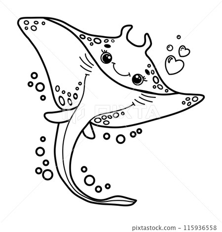 Worksheet-style stingray page with labeled parts