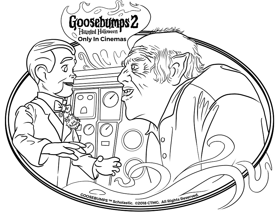 Child coloring with pencils on goosebumps sheet