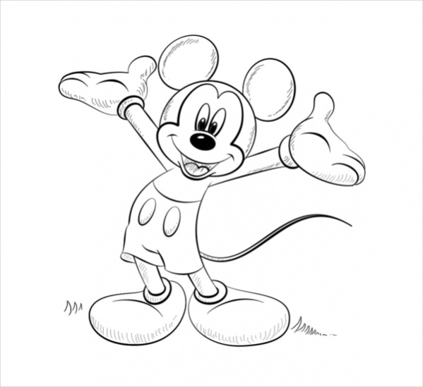 Finished Mickey Mouse coloring page framed as gift