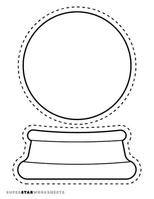 Child cutting out snow globe printable shapes