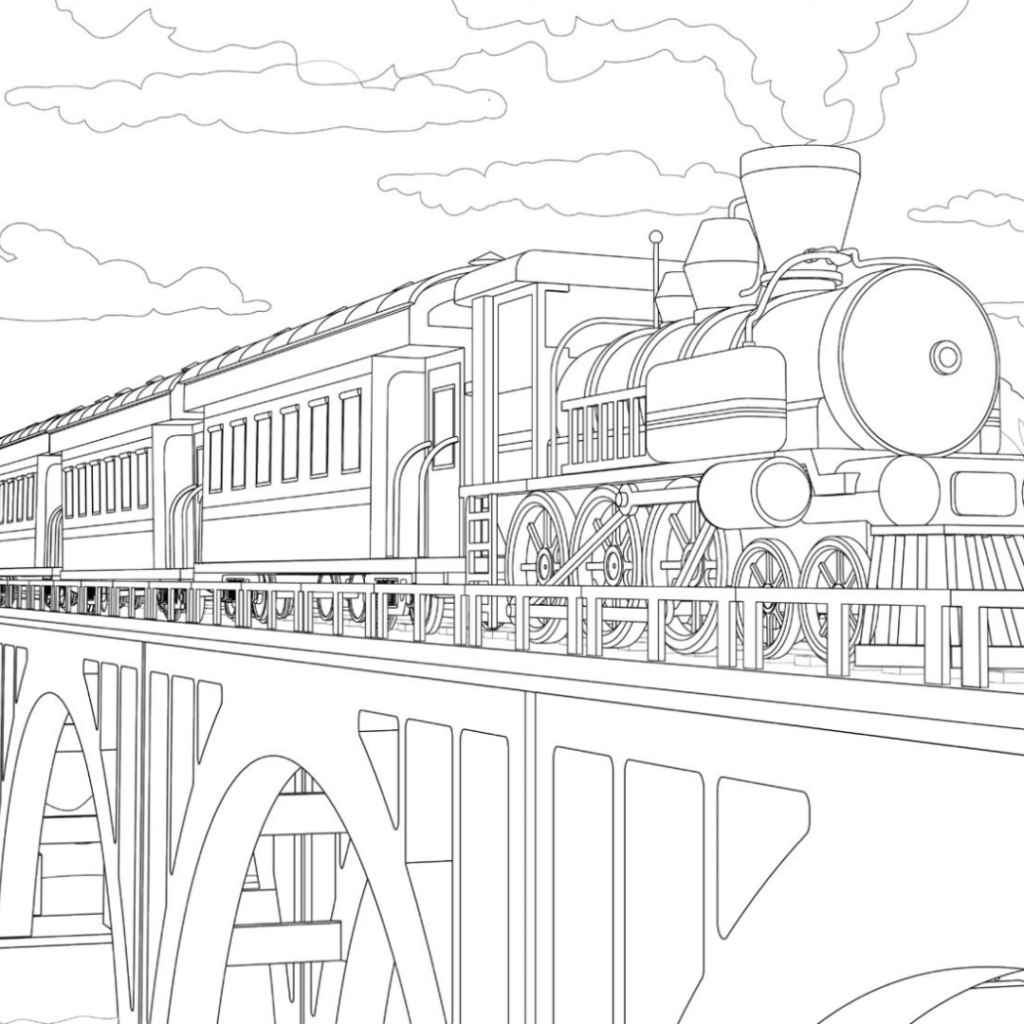 Adult helping child with train coloring page at desk