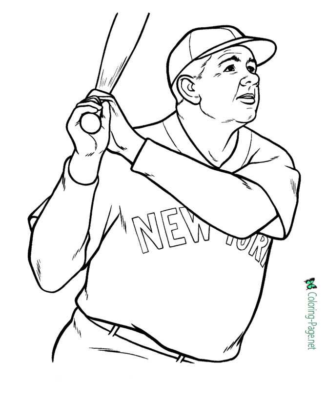 Finished Babe Ruth coloring page mounted on a desk