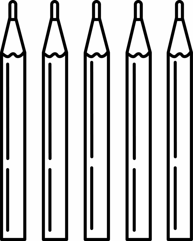 Gift-ready coloring pages tucked beside pencils in a gift bag
