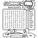 colorful desk with a kindergarten word search printable page