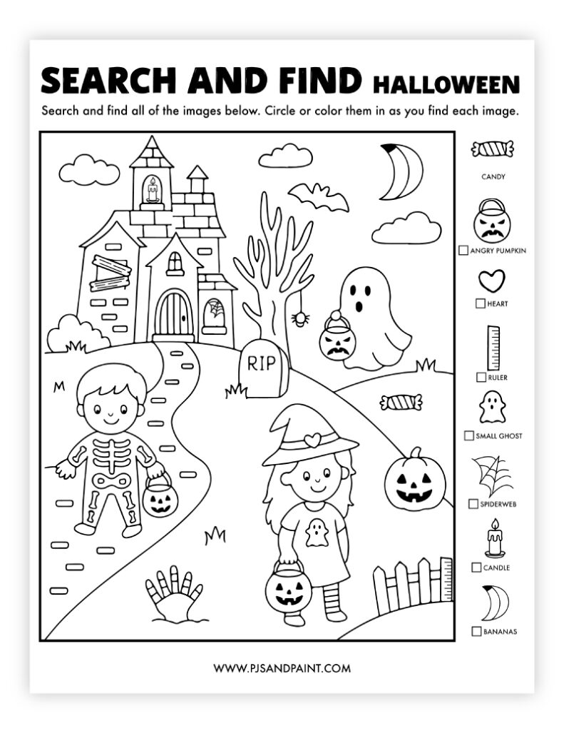 Printed Halloween planning sheet on desk