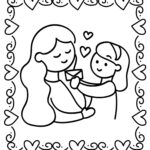 Mother and daughter coloring together at a table