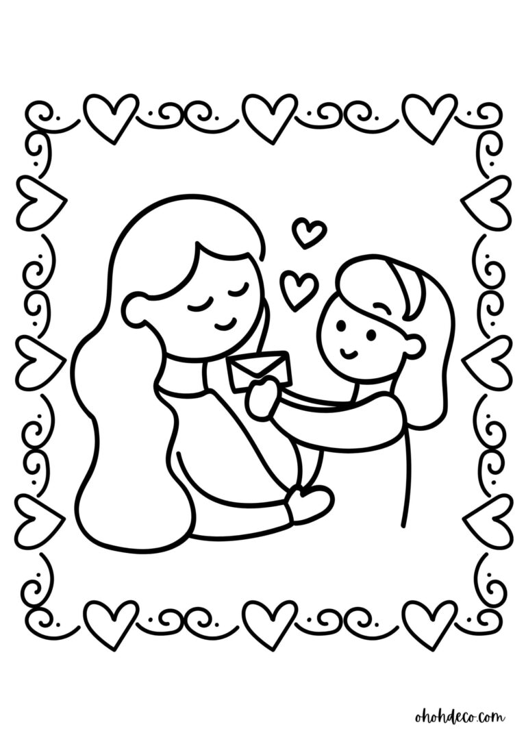 Mother and daughter coloring together at a table