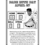 Vintage Babe Ruth action pose coloring image for kids