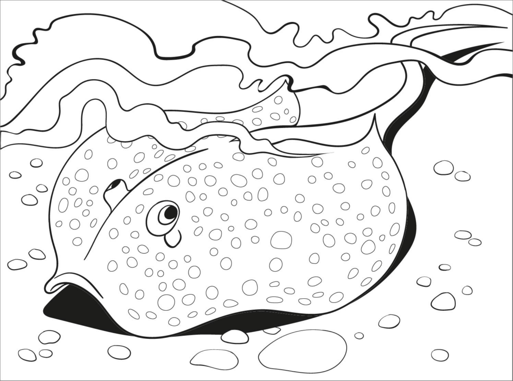 Kids discussing stingray features while coloring