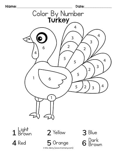 stack of Thanksgiving color by number printable pages